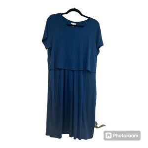 J Jill women's Size M short sleeve Teal Color Pull On Shirt Dress Button Detail